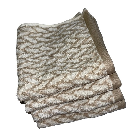 Ralph Lauren Sanders Spencer tan basket weave set of 4 Washcloths NWT - Picture 6 of 7